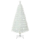 5/6/7 Feet Pre-Lit White Artificial Christmas Tree with Iridescent Leaves