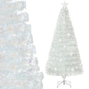 5/6/7 Feet Pre-Lit White Artificial Christmas Tree with Iridescent Leaves