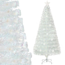 5/6/7 Feet Pre-Lit White Artificial Christmas Tree with Iridescent Leaves by LJGDeals
