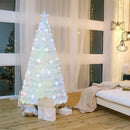 5/6/7 Feet Pre-Lit White Artificial Christmas Tree with Iridescent Leaves by LJGDeals