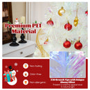 5/6/7 Feet Pre-Lit White Artificial Christmas Tree with Iridescent Leaves
