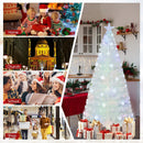 5/6/7 Feet Pre-Lit White Artificial Christmas Tree with Iridescent Leaves by LJGDeals