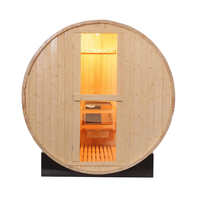 Thermora Premium All-Weather Outdoor Pinewood Barrel Sauna Kit With 4.5KW Heater And Tempered Glass Window (SAK91462)