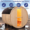 Thermora Premium All-Weather Outdoor Pinewood Barrel Sauna Kit With 4.5KW Heater And Tempered Glass Window (SAK91462)