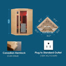 Thermora Laurent Premium 2-Person 1600W Corner Space Infrared Wooden Sauna Room With Bluetooth Speakers (SAK81524)