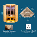 Thermora Laurent Premium 2-Person 1600W Corner Space Infrared Wooden Sauna Room With Bluetooth Speakers (SAK81524)