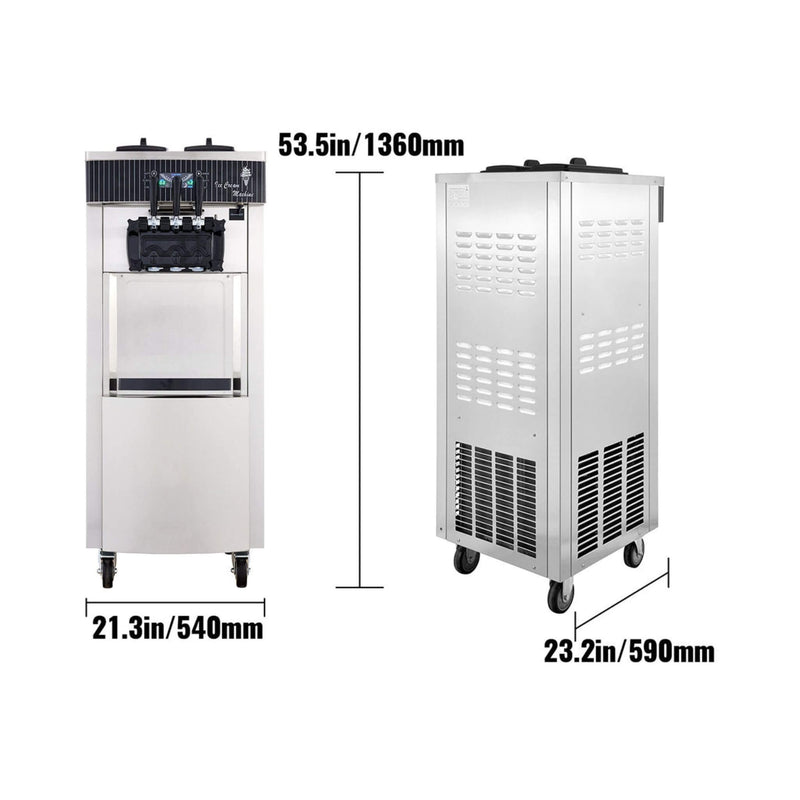 Premium 3-Flavors Commercial Soft Serve Yogurt Ice Cream Machine Maker, 20-28L/H (SAK97524)