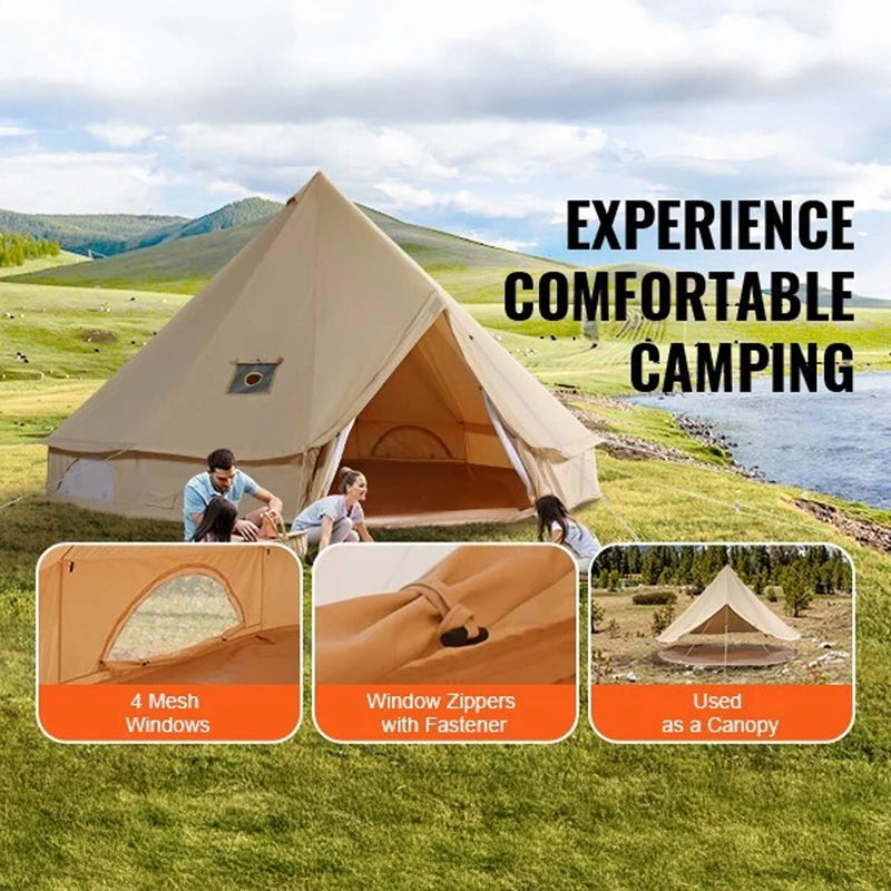 Premium 4-Season Camping Canvas Bell Yurt Tent With Stove Jack (SAK47589)