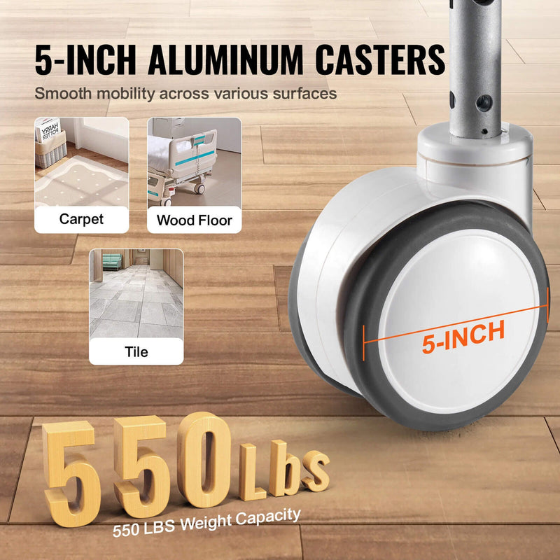 Premium 5-Function Electric Adjustable Medical Hospital Bed With Cardiac Position, 550LBS (SAK62312)