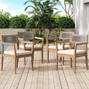 Alora Premium 5-Piece Outdoor Acacia Wood Patio Furniture Set With Braided Dining Chairs, Cushions, And Dining Table (SAK26754) by SAKSBY WHOLESALE