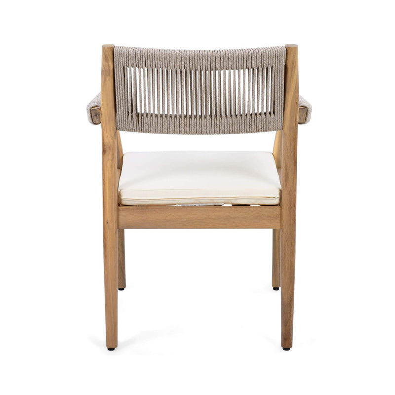 Alora Premium 5-Piece Outdoor Acacia Wood Patio Furniture Set With Braided Dining Chairs, Cushions, And Dining Table (SAK26754)