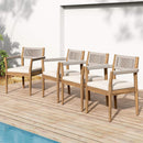 Alora Premium 5-Piece Outdoor Acacia Wood Patio Furniture Set With Braided Dining Chairs, Cushions, And Dining Table (SAK26754)