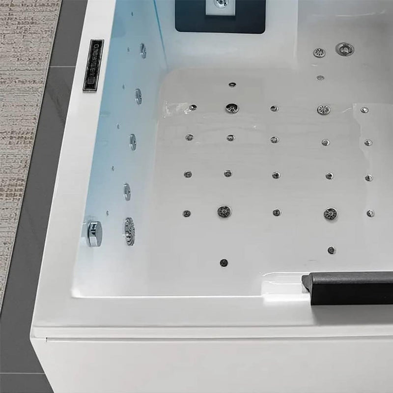 Premium 71 Inch Modern Acrylic Soaking Bathtub With Bubble Jets And LED Lighting (SAK26415)