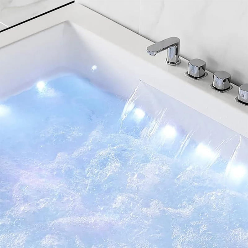 Premium 71 Inch Modern Acrylic Soaking Bathtub With Bubble Jets And LED Lighting (SAK26415)