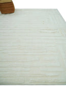 Premium 8x10 carved Texture Ivory hand knotted wool Area rug by The Rug Decor