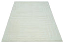 Premium 8x10 carved Texture Ivory hand knotted wool Area rug by The Rug Decor