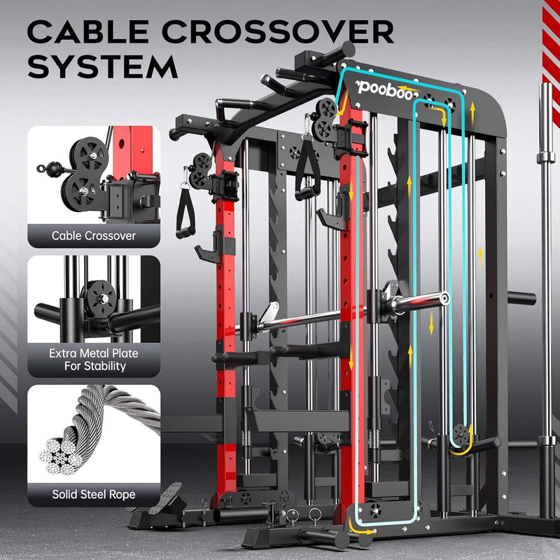 Premium All-In-One Squat Rack Power Cage With Smith Machine, 2000LBS (SAK59213)