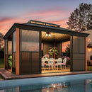 Alora Solstice Premium All-Season Outdoor Wood Grain Sunroom With Sliding Doors And Double Top Roof (SAK58317) by SAKSBY WHOLESALE