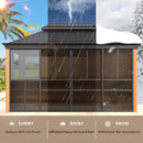 Alora Solstice Premium All-Season Outdoor Wood Grain Sunroom With Sliding Doors And Double Top Roof (SAK58317)