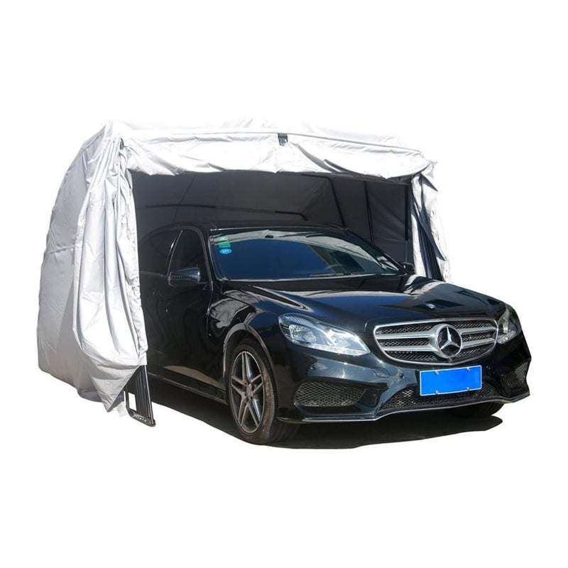 [09x20FT] Premium All-Weather Retractable Steel Frame Carport Canopy For Cars & SUVs (SAK41385)