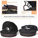 Premium Black Outdoor Patio Rattan Daybed Sofa W/ Adjustable Table Top, Canopy & 3 Pillows, 76'' (92534186)