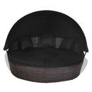 Premium Black Outdoor Patio Rattan Daybed Sofa W/ Adjustable Table Top, Canopy & 3 Pillows, 76'' (92534186)