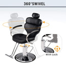 Premium Black PU Leather Reclining Barber Chair With Hydraulic Pump (SAK53892)