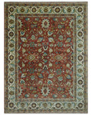 Premium Brown and Ivory 8x10 Hand knotted Traditional Floral Wool Area Rug by The Rug Decor