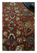Premium Brown and Ivory 8x10 Hand knotted Traditional Floral Wool Area Rug by The Rug Decor