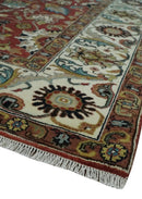 Premium Brown and Ivory 8x10 Hand knotted Traditional Floral Wool Area Rug by The Rug Decor