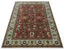 Premium Brown and Ivory 8x10 Hand knotted Traditional Floral Wool Area Rug by The Rug Decor