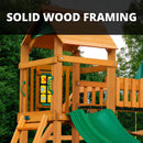 Premium Cedar Wood Swing Set With Tower Tire Swing Slide Ramp And Clatter Bridge (SAK85961)