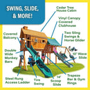 Premium Cedar Wood Tree House Swing Set With Clubhouse, Wave Slide And Scoop Slide (SAK30746) by SAKSBY WHOLESALE