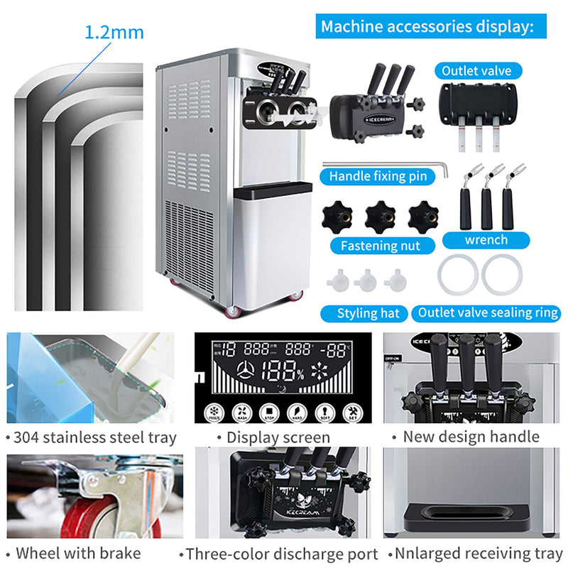 Premium Commercial 3-Flavor Dual Hopper Ice Cream Machine (SAK56917)