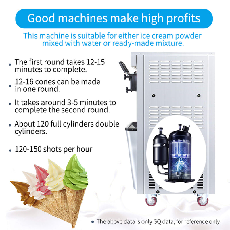 Premium Commercial 3-Flavor Dual Hopper Ice Cream Machine (SAK56917)