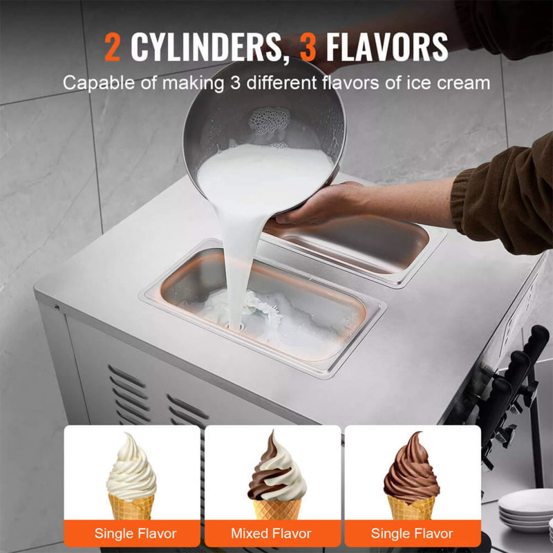 Premium Commercial 3-flavor Freestanding Soft Serve Ice Cream Machine Maker, 21-31 L/H (SAK21874)