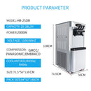 Commercial 25-30L/H Vertical 2000W 3-Flavor Soft Ice Cream Machine With Dual 6L Hoppers (SAK93406)