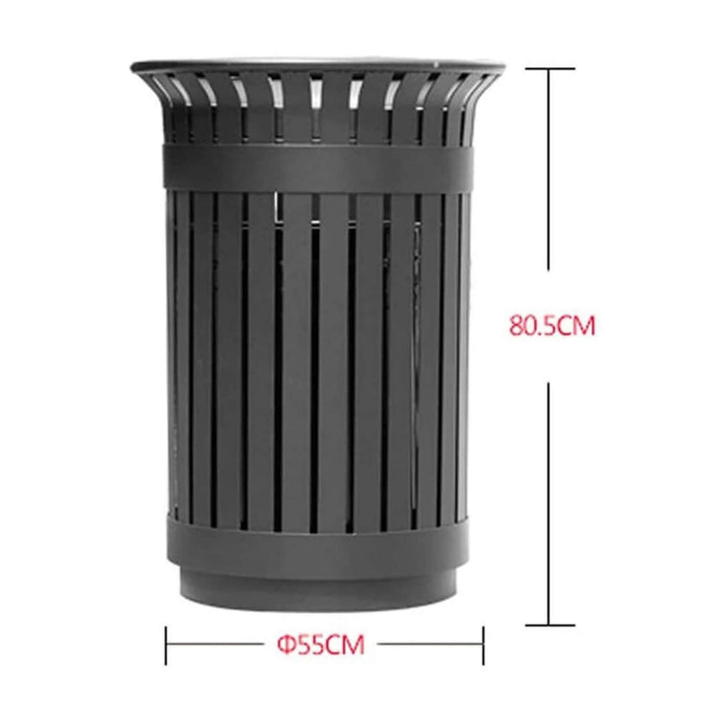 Premium Heavy-Duty Extra Large Outdoor Commercial Metal Slat Garbage Trash Can (SAK48591)