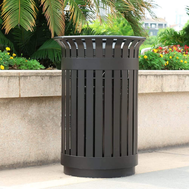 Premium Heavy-Duty Extra Large Outdoor Commercial Metal Slat Garbage Trash Can (SAK48591)