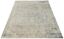 Premium Fine 8x10 Silver, Beige and Charcoal Traditional Floral High Low texture Hand Knotted Wool and Art Silk Rug