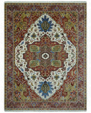 Premium Fine 9x12 Rust, Ivory and Olive Hand Knotted wool area rug by The Rug Decor