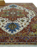Premium Fine 9x12 Rust, Ivory and Olive Hand Knotted wool area rug by The Rug Decor