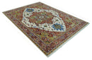 Premium Fine 9x12 Rust, Ivory and Olive Hand Knotted wool area rug by The Rug Decor