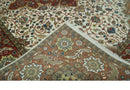 Premium Fine Floral Ivory and Rust Traditional Heriz 9x12 Hand Knotted wool area rug by The Rug Decor
