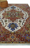 Premium Fine Knots Rust, Ivory and Olive 8x10 Hand knotted Traditional Wool Area Rug by The Rug Decor