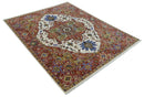Premium Fine Knots Rust, Ivory and Olive 8x10 Hand knotted Traditional Wool Area Rug by The Rug Decor