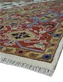 Premium Fine Knots Rust, Ivory and Olive 8x10 Hand knotted Traditional Wool Area Rug by The Rug Decor