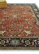Premium Fine Rust and Blue 8x10 Hand Knotted Oriental wool area rug by The Rug Decor