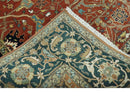 Premium Fine Rust and Blue 8x10 Hand Knotted Oriental wool area rug by The Rug Decor