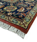 Premium Fine Rust and Blue 8x10 Hand Knotted Oriental wool area rug by The Rug Decor